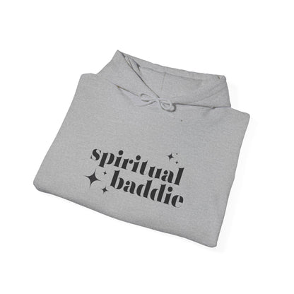 Spiritual Baddie Black Thread Embroidered Cozy Hooded Sweatshirt