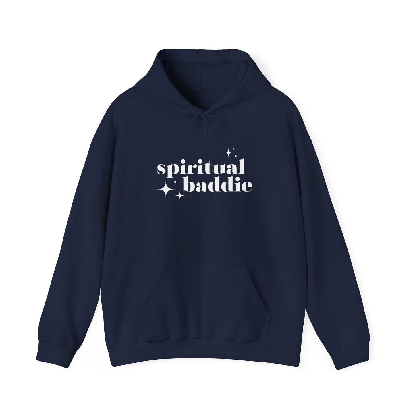 Spiritual Baddie White Thread Embroidered Cozy Hooded Sweatshirt