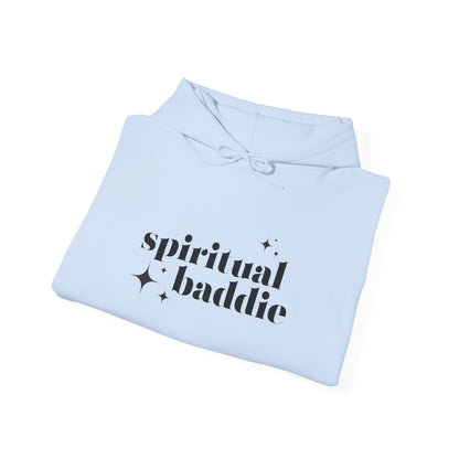 Spiritual Baddie Black Thread Embroidered Cozy Hooded Sweatshirt