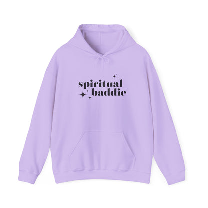 Spiritual Baddie Black Thread Embroidered Cozy Hooded Sweatshirt