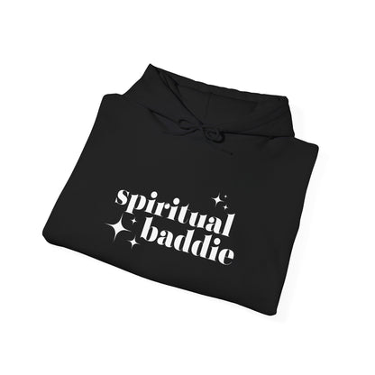 Spiritual Baddie White Thread Embroidered Cozy Hooded Sweatshirt