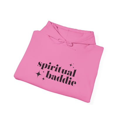 Spiritual Baddie Black Thread Embroidered Cozy Hooded Sweatshirt