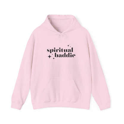 Spiritual Baddie Black Thread Embroidered Cozy Hooded Sweatshirt