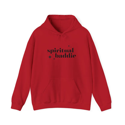 Spiritual Baddie Black Thread Embroidered Cozy Hooded Sweatshirt