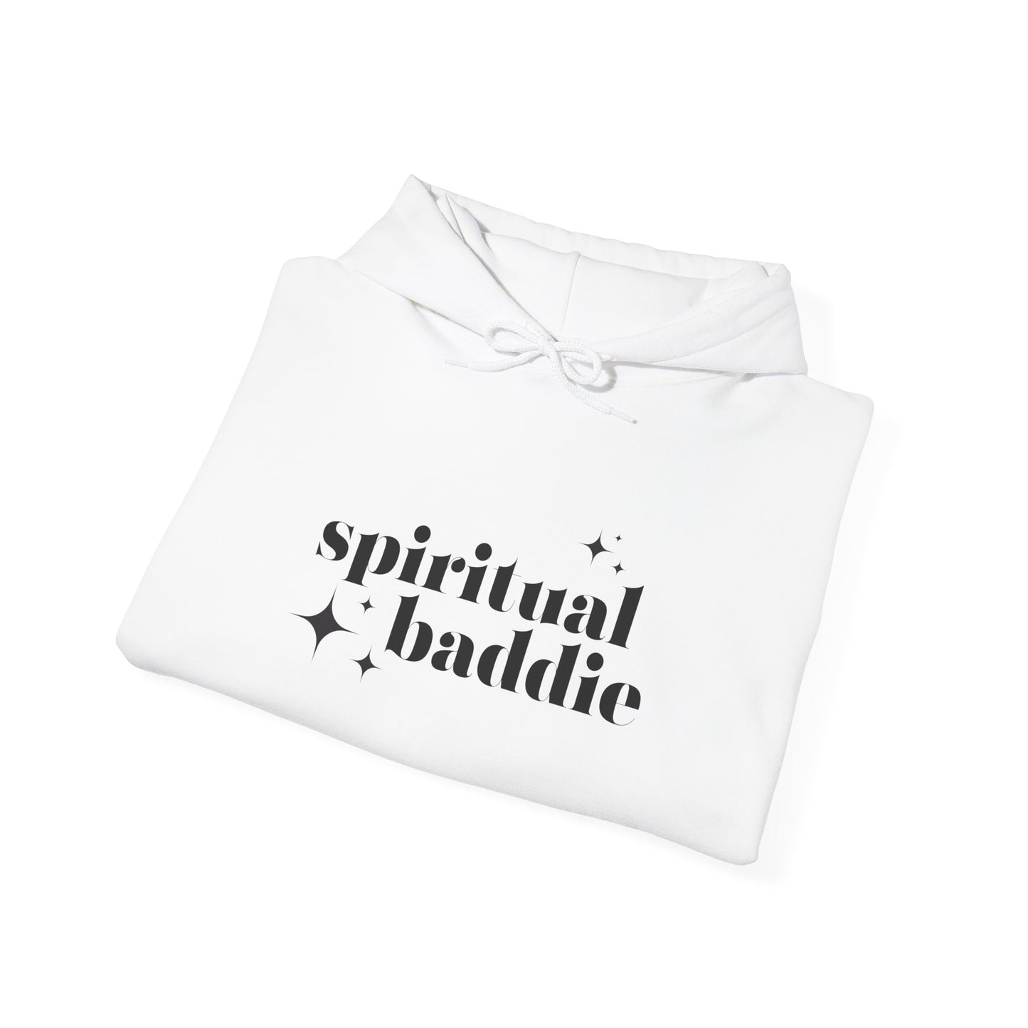 Spiritual Baddie Black Thread Embroidered Cozy Hooded Sweatshirt