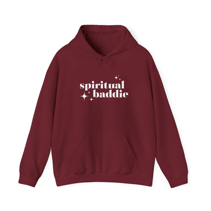 Spiritual Baddie White Thread Embroidered Cozy Hooded Sweatshirt