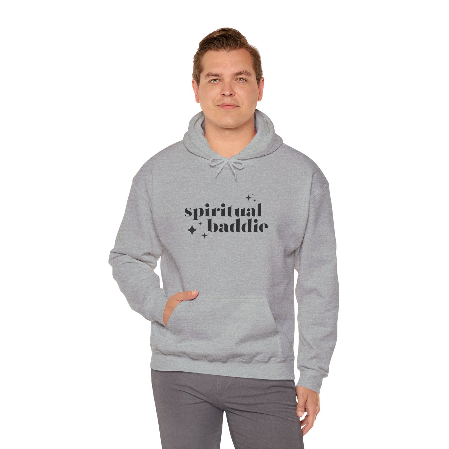 Spiritual Baddie Black Thread Embroidered Cozy Hooded Sweatshirt