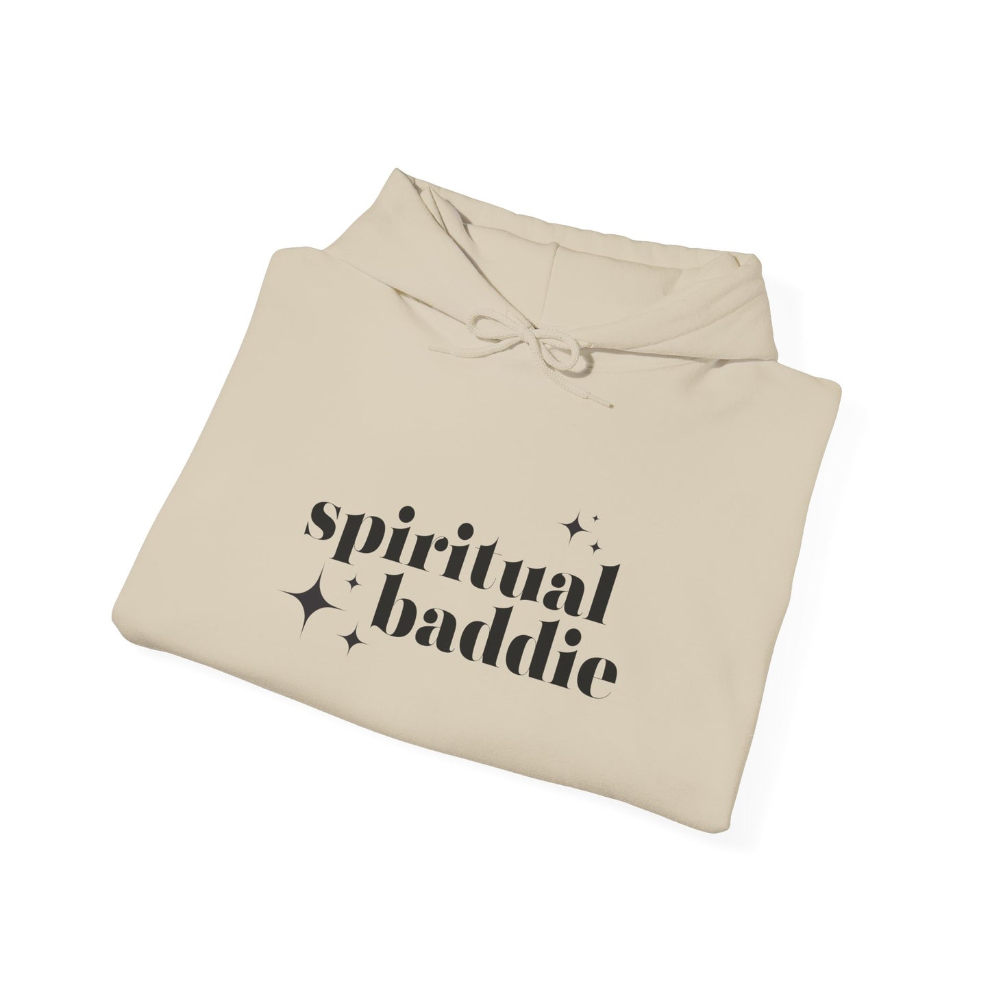 Spiritual Baddie Black Thread Embroidered Cozy Hooded Sweatshirt