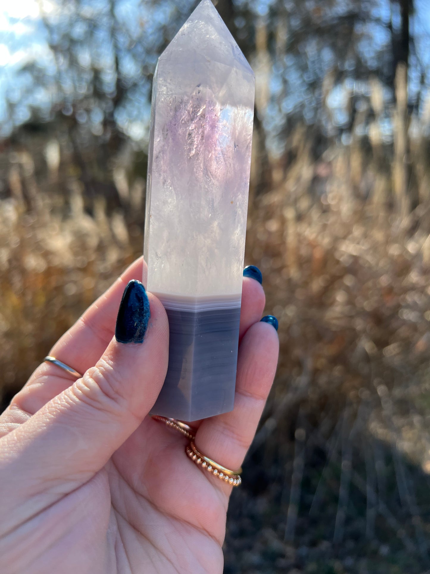 Amethyst Tower with Banded Agate