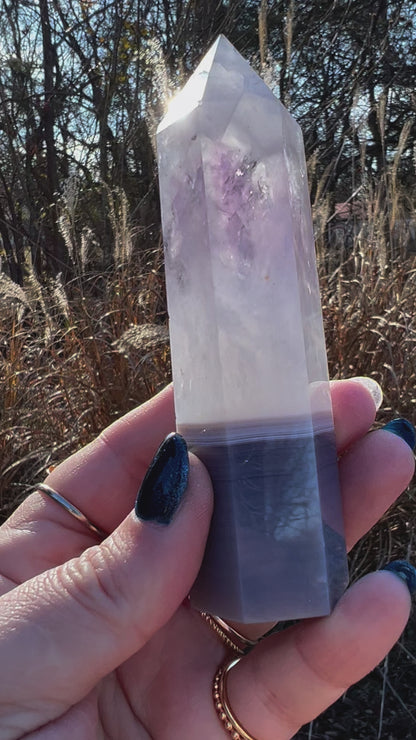 Amethyst Tower with Banded Agate